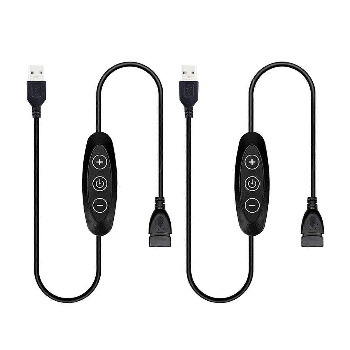 5v Usb Led-dimmschalter, 10-stufige Dimmung, Buchse-auf-stecker-adapter, 2er-pack, Usb-betrieben, Geeignet Für 5v Unipolare Leds.