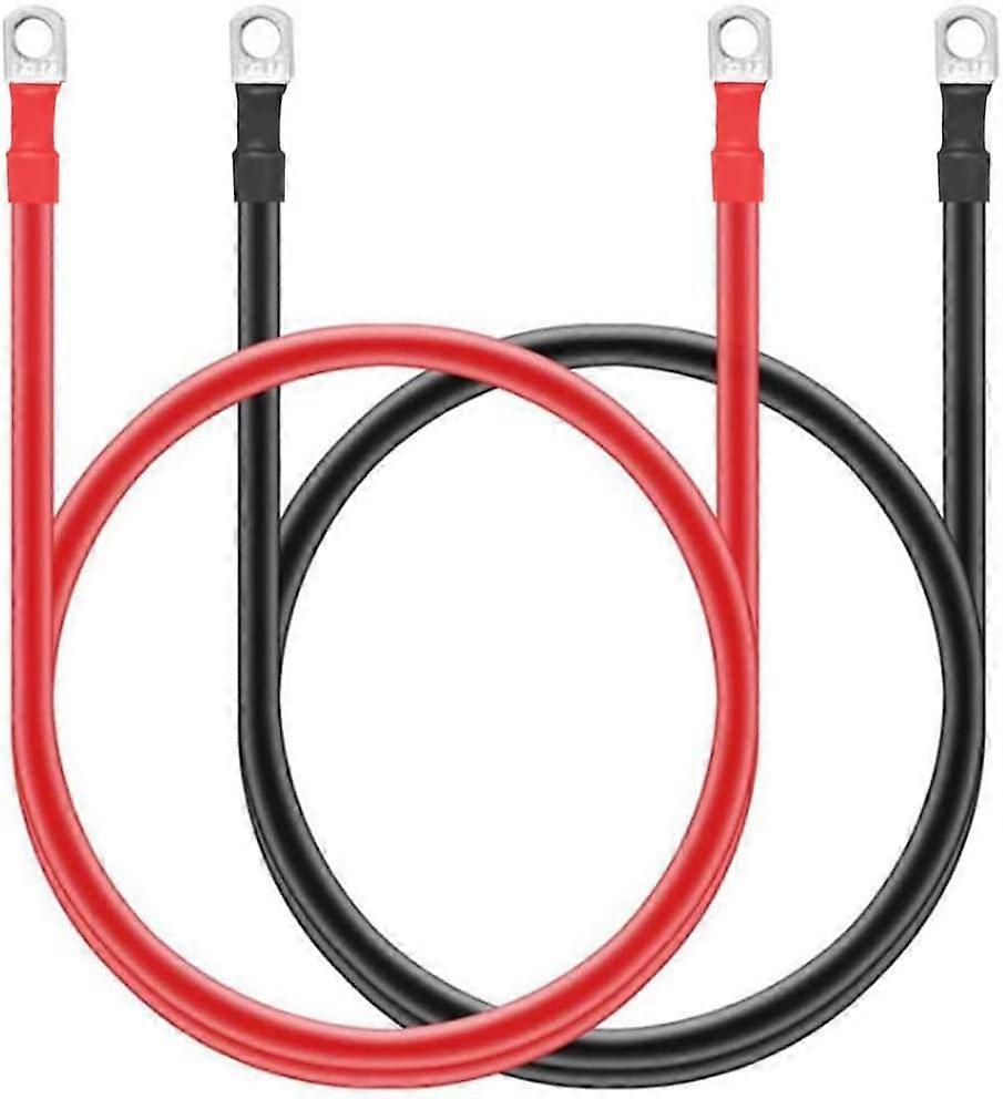 Zwei 5awg-batteriekabel Aus Reinem Kupfer Mit 3/8-zoll-anschlusslöchern, Geeignet Für Solar-, Wohnmobil-, Auto- Und Schiffsanwendungen, Mit Einem Drahtdurchmesser Von 50 Cm.