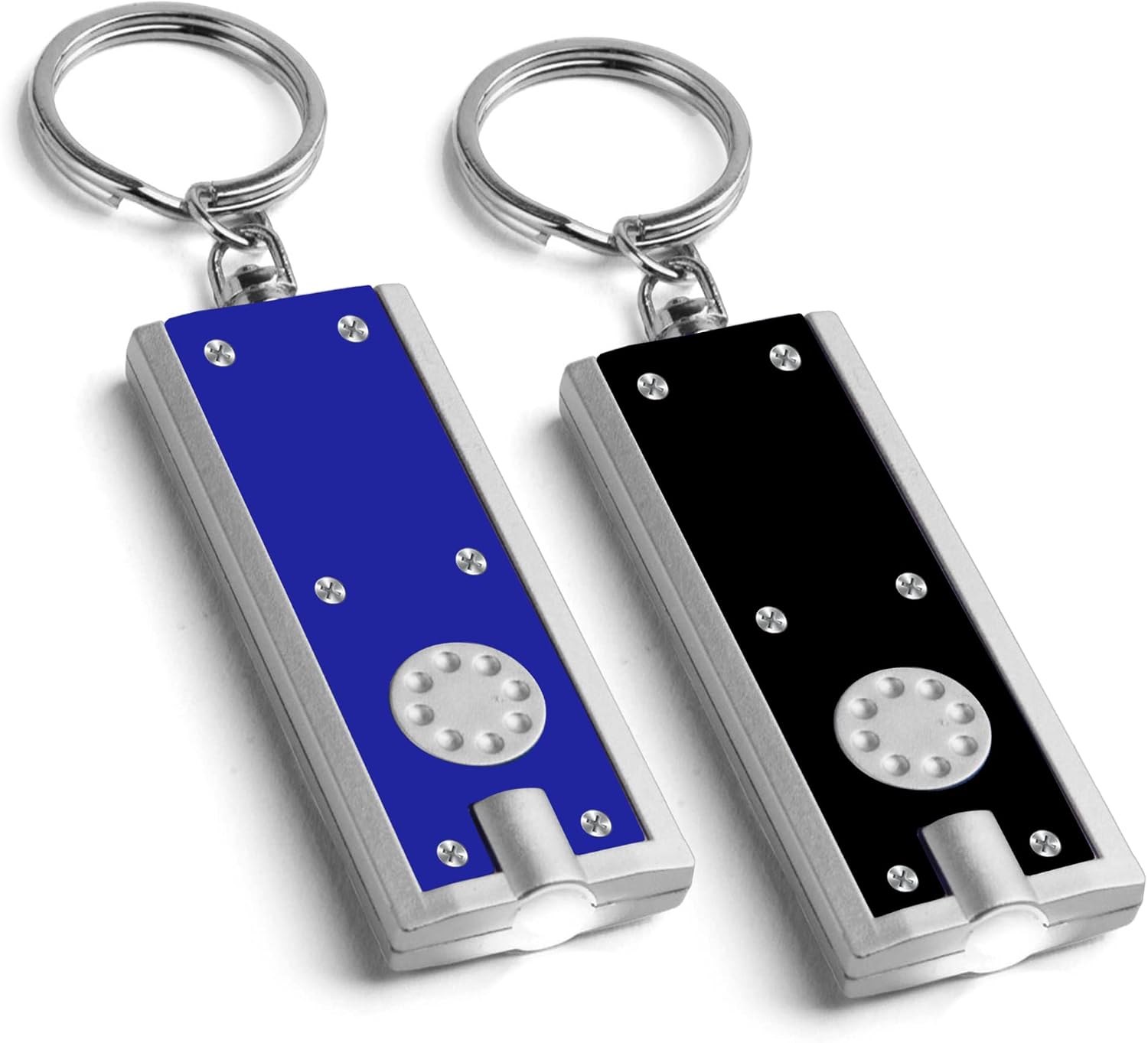 Zwei Kompakte Und Helle Led-schlüsselanhänger-taschenlampen Mit Eingebauten Batterien, Geeignet Für Outdoor-aktivitäten, Notfälle Und Den Täglichen Gebrauch.