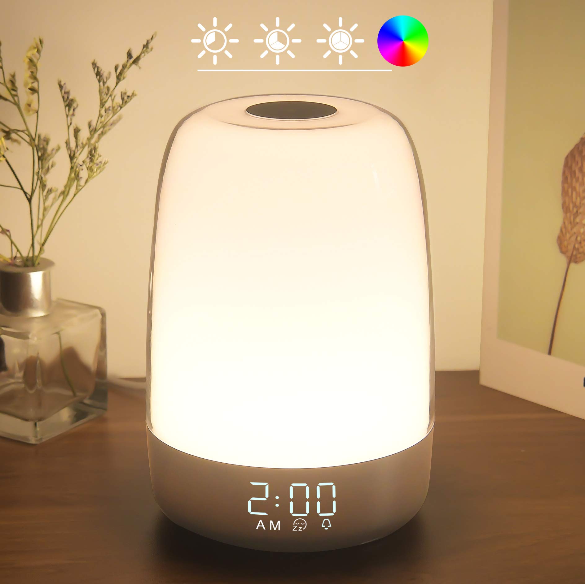 Wecker Mit Sonnenaufgangssimulation, Touch-steuerung, Rgb-umgebungsbeleuchtung, Timer Und Dimmfunktion