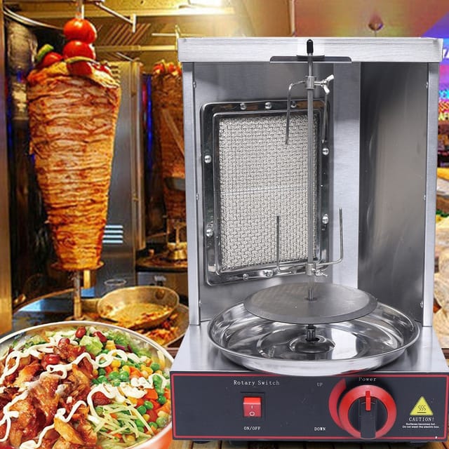 Dönergrill aus Edelstahl für den Hausgebrauch, LPG-Gas, vertikaler Rotisserie, Elektrogrill, Tischgrill, vertikaler Hähnchengrill