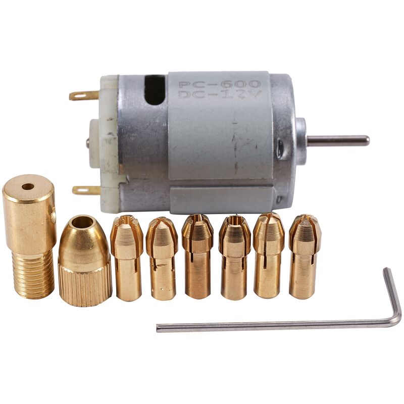 Ein Leiterplatten-werkzeugset Mit Einem 12v Dc 500ma Mikromotor Und Sechs 0,5-3,2mm Elektrischen Bohrern.
