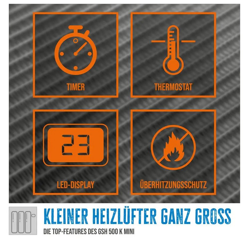 Güde - Steckdosen Heizlüfter Elektro Heizgerät Heizer gsh 500 k mini led Display