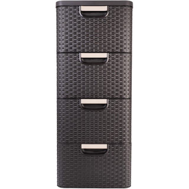 Bricoline - Curver Style 4x14L Bücherregal mit 4 Schubladen, braun