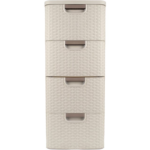 Curver Style 4x14L Bücherregal mit 4 Schubladen, Creme