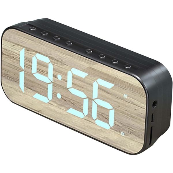 Led-spiegelwecker, Digitaler Lautsprecherwecker, Usb-wiederaufladbarer Digitaler Zeitanzeige-tischwecker, Kabellos, Geeignet Für Schlafzimmer Und Heimbüros, Schwarz.