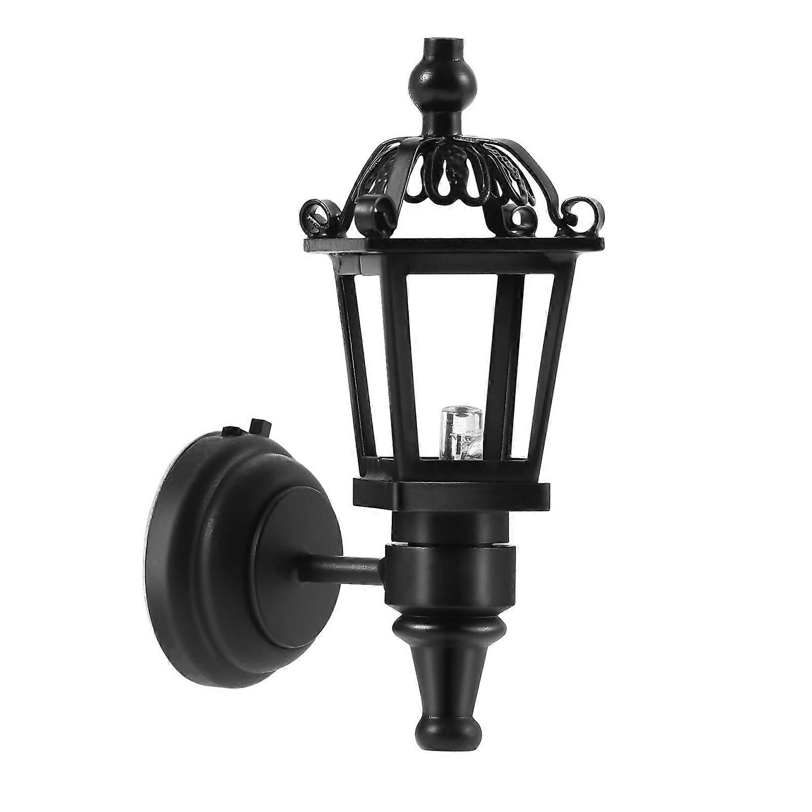 1:12 Led-wandlampe Für Puppenhaus, Miniaturhaus, Winzige Laterne, Diy-puppenhaus-dekorationszubehör (schwarz)