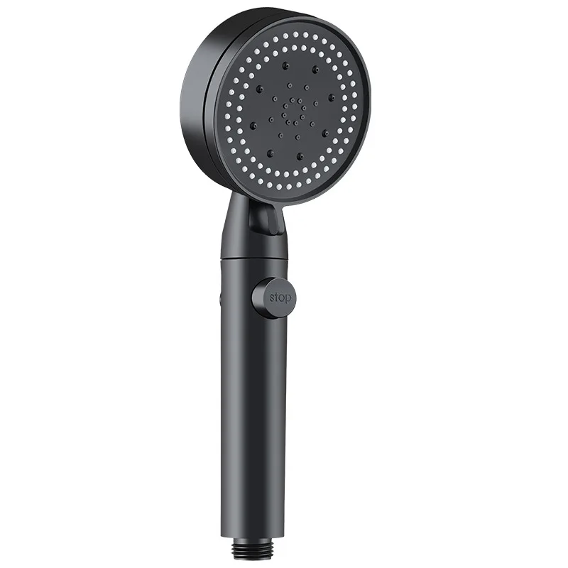 Fünfstufige, Einstellbare Hochdruckdusche, Ein-knopf-stopp, Wassermassage-duschkopf, Wassersparende Schwarze Dusch- Und Badezimmeraccessoires.