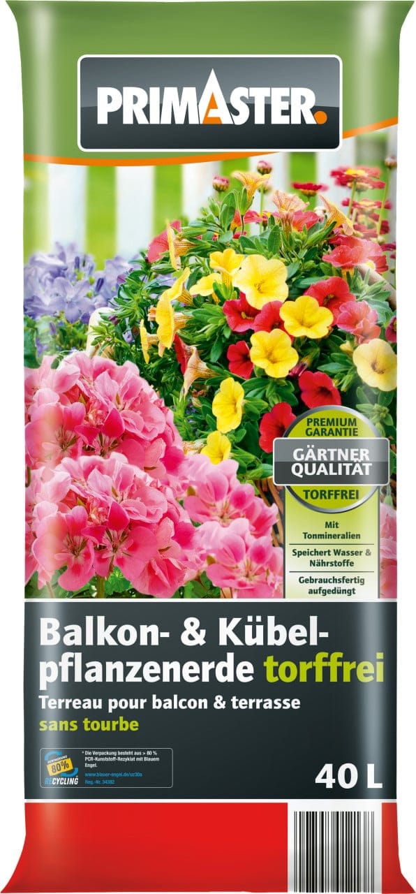 Balkon- & Kübelpflanzerde torffrei 40 l Erde - Primaster