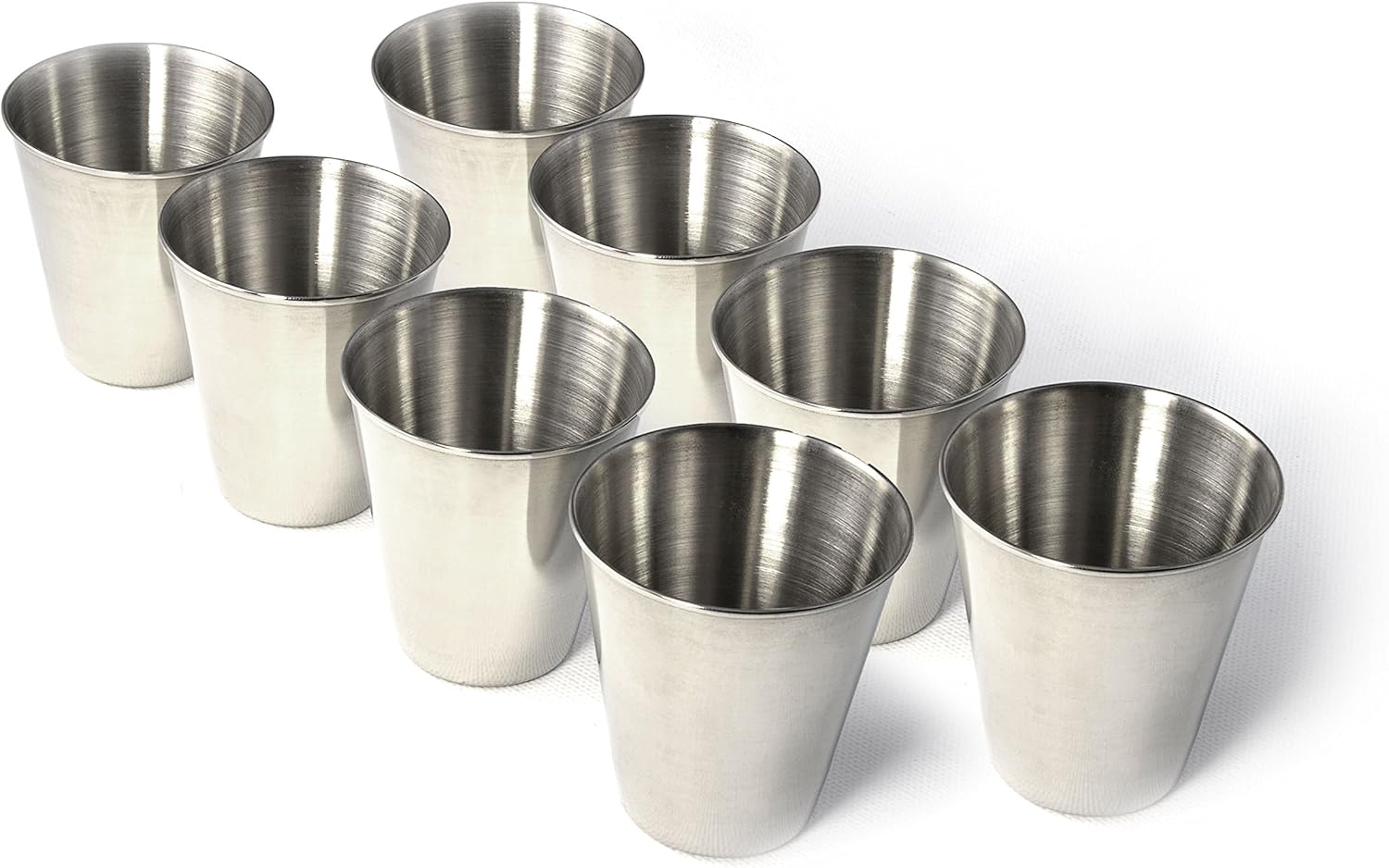 Set Aus 8 Kleinen Edelstahl-weingläsern, Je 60 Ml, In Einem Lederetui Mit Reißverschluss.
