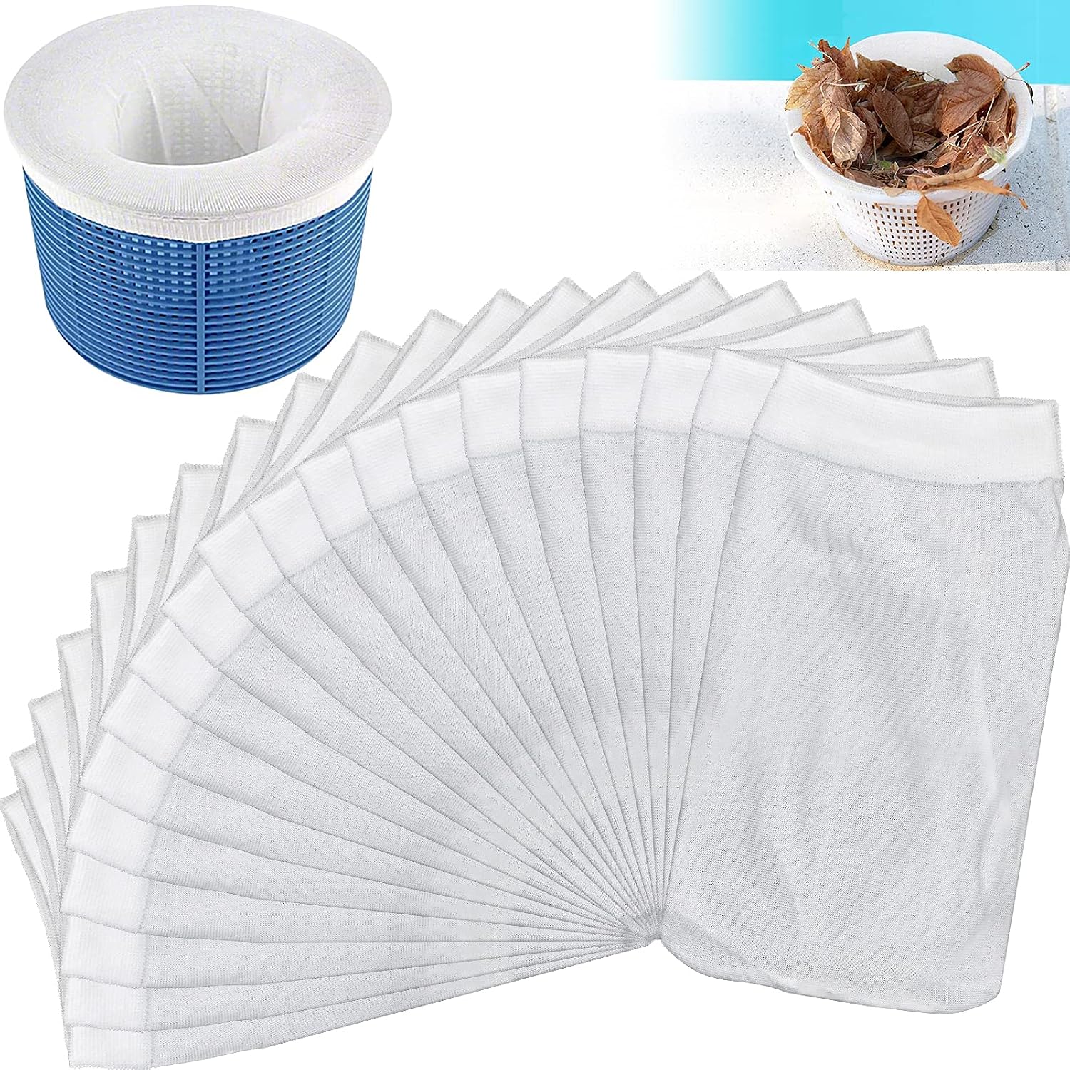 20er-packung Poolskimmerfilter, Geeignet Für Bodennahe Poolskimmer, Fängt Blätter Auf, Schützt Den Pool Und Reinigt Ihn.
