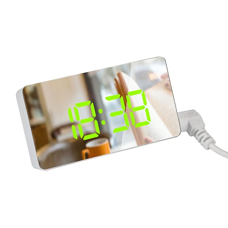 Digitaler Led-wecker Mit Spiegeloberfläche, Dimm-, Schlummer- Und Temperaturregelungsfunktionen Geeignet Für Schlafzimmer, Büros Und Reisen Usb-stromversorgung.