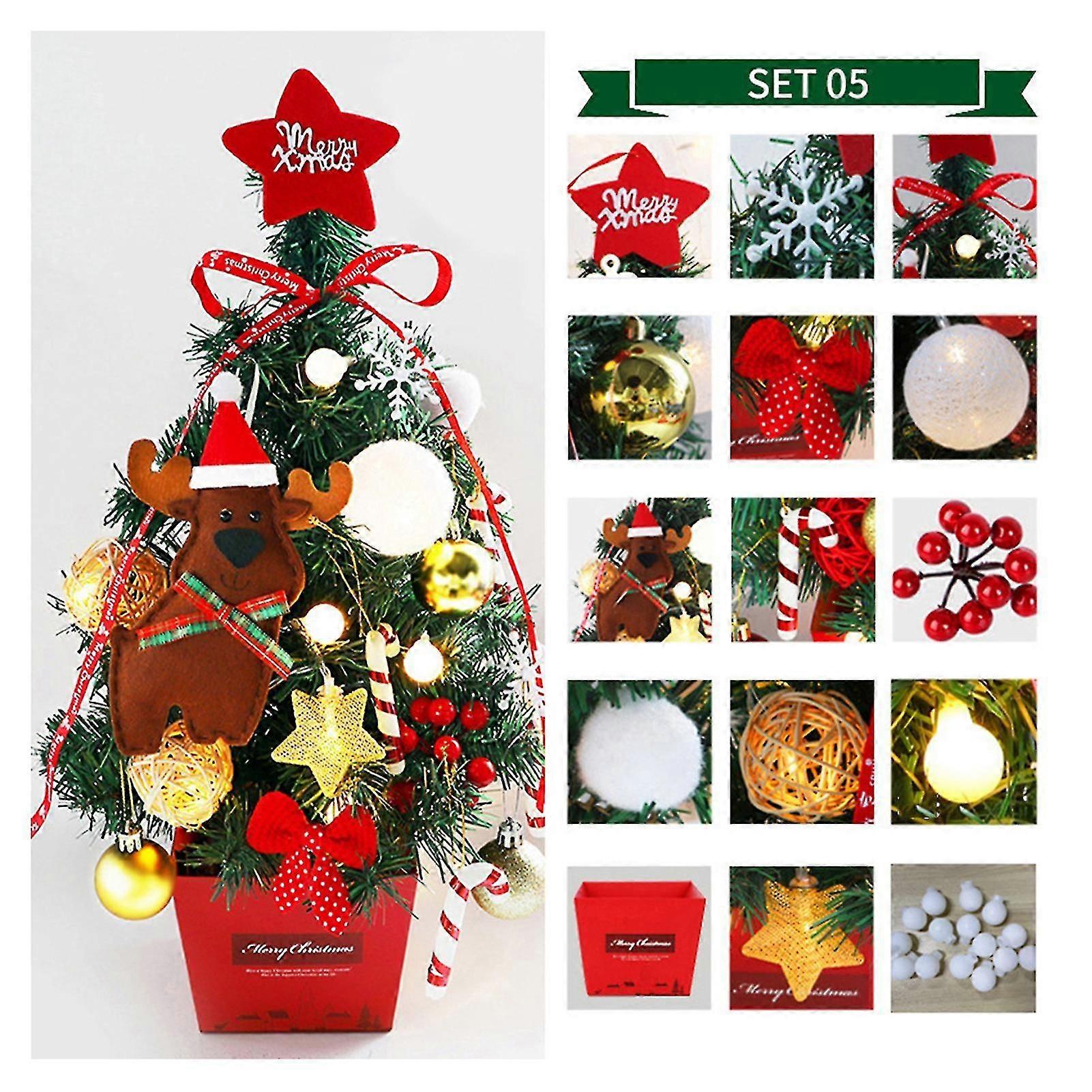 Mini-weihnachtsbaum Für Den Schreibtisch Mit Lichterkette, 50 Cm, Gold-rot, Sv
