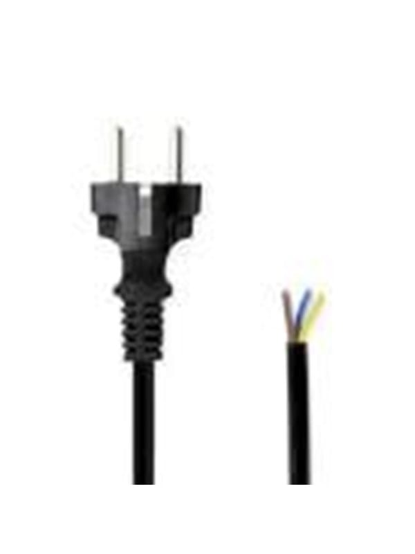 Valueline - Netzkabel netzstecker stecker offen gerade gerade vernickelt 300 m rund pvc schwarz etikett