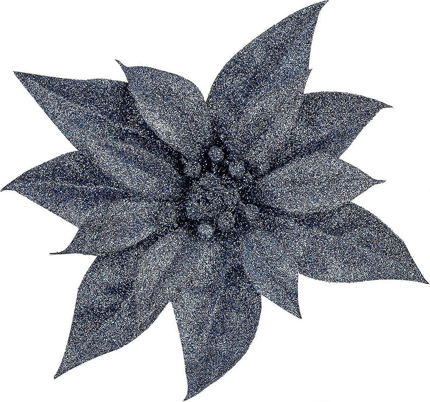 Moonet 12-teiliges Set Weihnachtsbaumschmuckblumen, Glänzende Künstliche Blumen, Glitzerpuderblumen Mit Clips