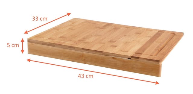 Spetebo - Bambus Schneidebrett mit Anschlagkante - 43 x 33 cm - Holz Küchenbrett mit Saftrille - Tranchierbrett Servierbrett Holzbrett Fleischbrett