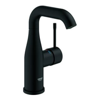 Essence 1-Loch-Einhand-Waschtischbatterie M-Size, Phantom Black, glatter Körper, schwenkbarer Auslauf, 5l/min - Grohe