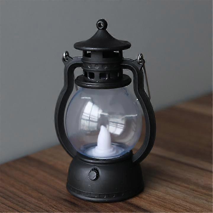 Halloween-dekoration Retro Kleine Öllampe Elektronisches Kerzenlicht Led-ponylicht Kreative Windlampe Tragbare Kürbislaterne