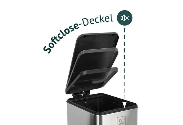 SVITA STM15 Mülleimer Treteimer 15l inkl. Inneneimer Softclose-Deckel Silber