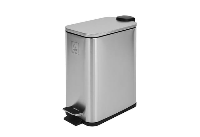 ST5 Mülleimer Treteimer 5l inkl. Inneneimer Softclose rechteckig Silber - Svita