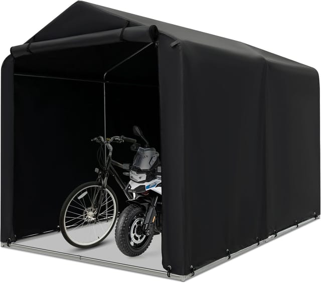 Garagenzelt 160 X 218 X 164 Cm, Gerätehaus Wasserdicht Mit Metallrahmen & Aufrollbarer Reißverschlusstür, Zeltgarage Für Fahrräder Motorräder Gartengeräte - Costway