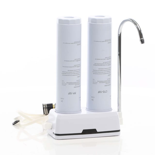 Naturewater - NW-2-PPCTO 2 Stufen Counter Top Wasserfilter, 5 µ, pp Sediment und Aktivkohle Block Filtereinsatz, mit Universaladapter, Wasserhahn