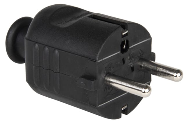 Schutzkontaktstecker pp 2SL, schwarz - PCE