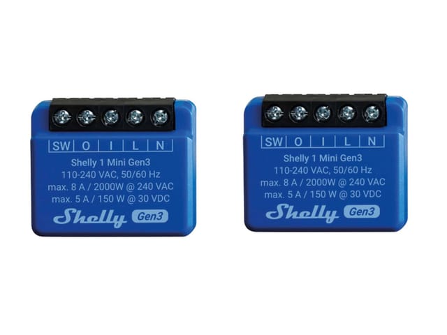 Shelly - Wlan-schaltaktor 1 Mini Gen 3, Blau, 2 Stück