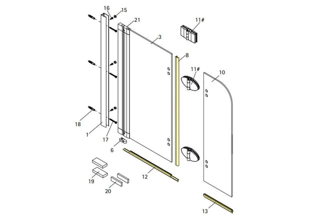 Dichtungsset für 2-teilige Badewannenfaltwand Komfort, Originale Ersatzteile, Enthalten: Dichtung vertikal und Dichtung horizontal, Farbe: