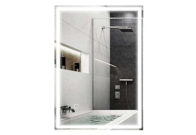 Homcom - Badspiegel mit Beleuchtung 70 x 50 cm led Wandspiegel mit Touchschalter, Memory-Funktion 3 Lichtfarben Beschlagfrei Lichtspiegel Silber