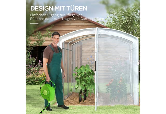 Outsunny - Foliengewächshaus, 3 x 2 x 1,95 m Tunnel-Gewächshaus, Winddichtes Tomatenhaus, Treibhaus mit 1 Tür, für Garten, Balkon, pe, Transparent