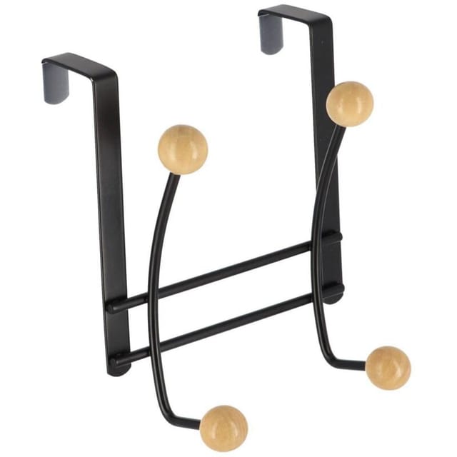 Tendance - Kleiderhaken aus metall mit 4 haken aus holz - schwarz holz