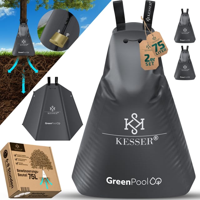 Kesser - Baum-bewässerungssack Wassersack & Baumbewässerungsbeutel Pvc-tasche Langlebig & Uv-beständig Baumbeutel Garten Bewässerungssystem 2er Set / Anthrazit / 75 Liter