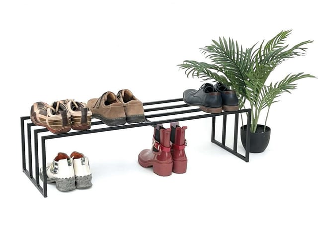 Dandibo - Schuhregal Metall Schwarz 1 Ebene 96551 Schuhablage Schuhständer Modern Stabil Massiv Schuhschrank Ablage