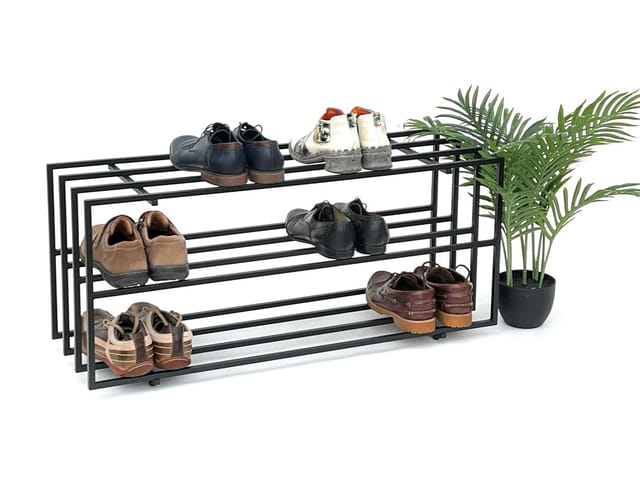 Dandibo - Schuhregal Metall Schwarz 3 Ebenen 96552 Schuhablage Schuhständer Modern Stabil Massiv Schuhschrank Ablage