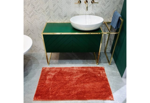 Badematte Coral Chenille-Struktur Melone Pink 50 x 80 cm