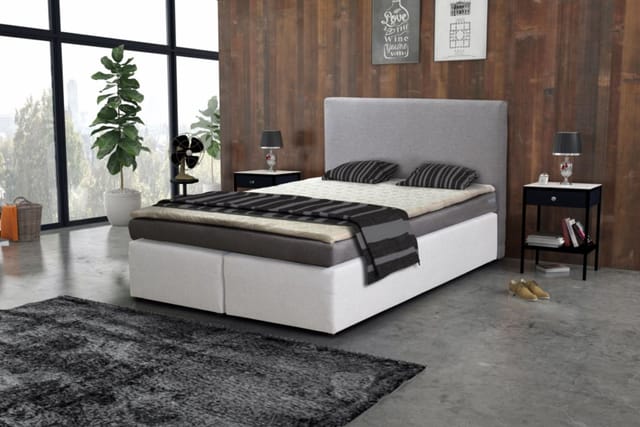Küchen Preisbombe - Boxspringbett Hotelbett 140x200 Bonellfederkern Bett Topper Paxos 3 Grau Weiß