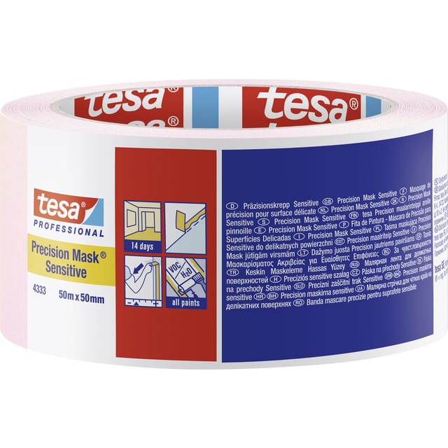 Precision sensitive 04333-00021-02 Kreppband Präzisionskrepp® Hellrosa (l x b) 50 m x 50 mm 1 s - Tesa