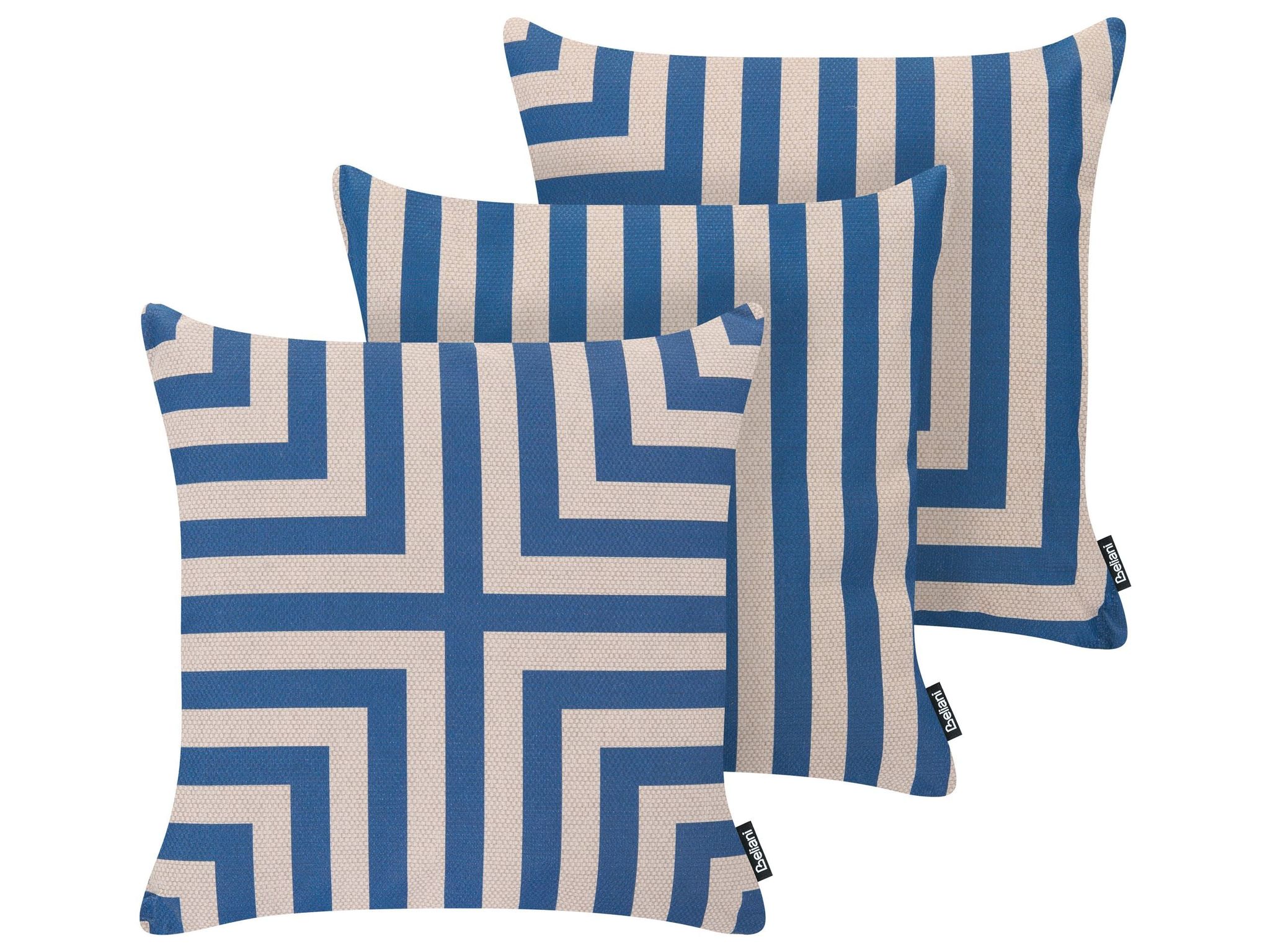Gartenkissen 3er Set Apios Geometrisches Muster 45 X 45 Cm Beige / Blau