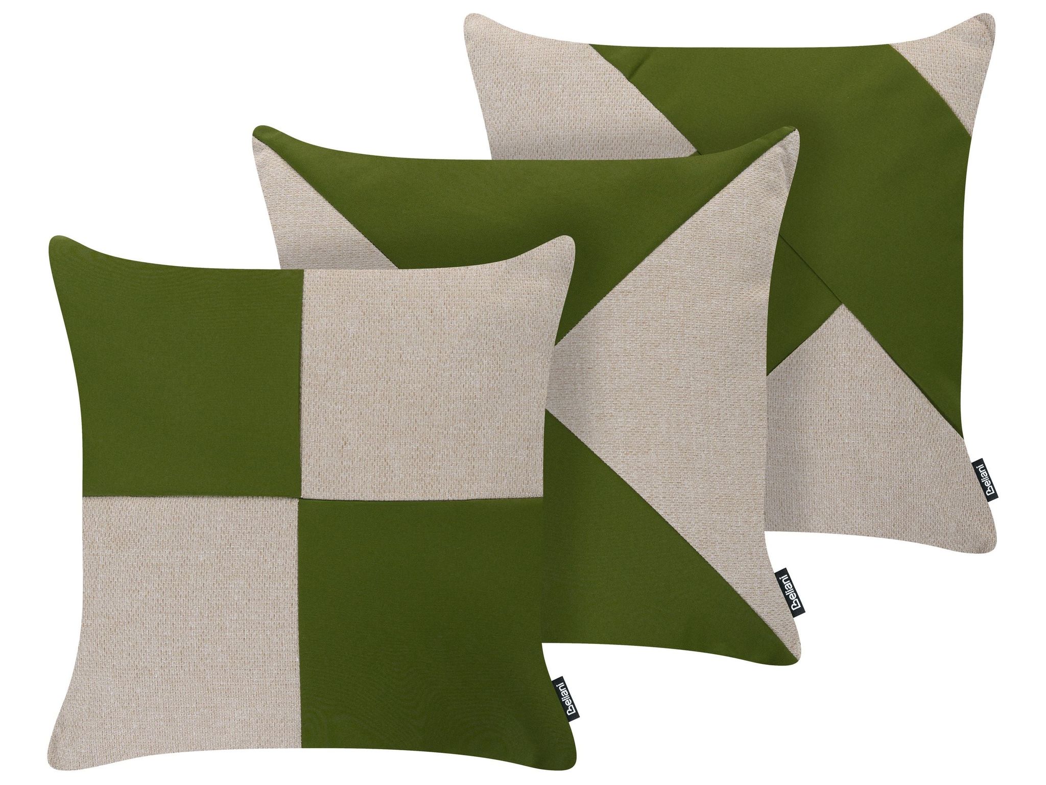 Gartenkissen 3er Set Aletris Kariertes Muster 45 X 45 Cm Beige / Grün