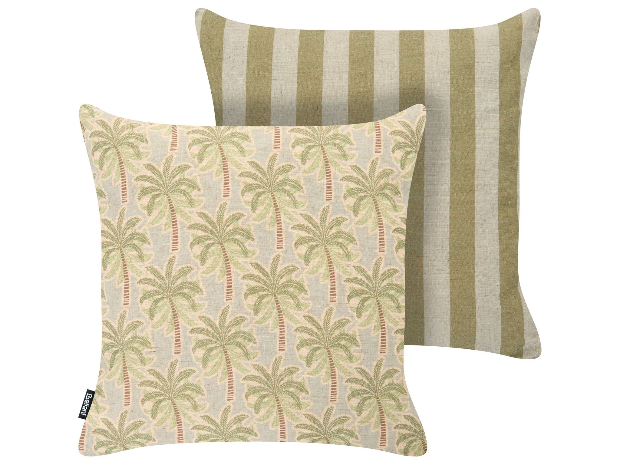 Gartenkissen 2er Set Calia Pflanzenmuster 45 X 45 Cm Beige / Grün