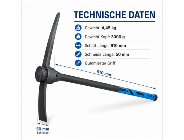 Spitzhacke Pickel Hacke Breithacke Kreuzhacke Roderhacke Flachspitzhacke 3 Kg - Bituxx