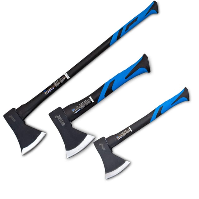 Bituxx - 3er Set Beil 600g + Axt 1000g + Axt 1800g Spaltbeil Axt Holzspalter mit Fiberglasschaft für Garten Forst und Wald
