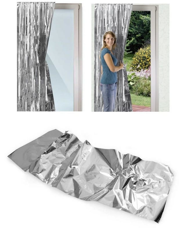 2er Set Tür Vorhang Schutz Wärme Isolierung Fenster Scheiben Kälte Verlust - silber glänzend - Wenko
