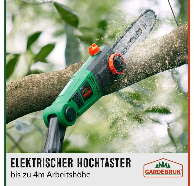 Gardebruk Elektro Astsäge 750 W 26 cm Schwertlänge 4m Arbeitshöhe verstellbar Teleskop Kettensäge Hochentaster