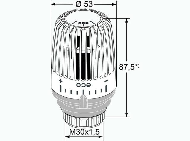 Heimeier Thermostat Thermostatkopf K-eco 6071-43.500 mit Nullstellung für Gewinde 30x1,5