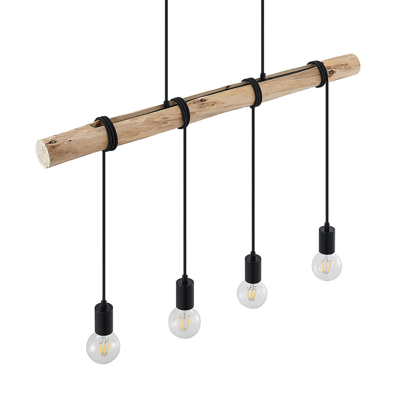 [gebraucht] B-ware Lindby Hängeleuchte Ferris 4-flammig Led Pendelleuchte Lampe Holz Schwarz 90cm