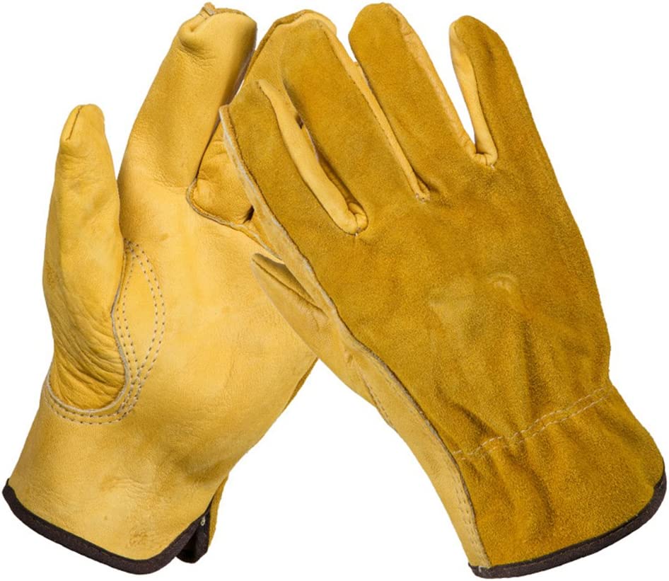 Litzee – Gants De Jardinage En Cuir De Vache – Doublure Imperméable – Taille L – Résistance À L'Usure Niveau 4 – Anti-brûlure Niveau 4 – Confort Optimal Pour Travaux Mécaniques