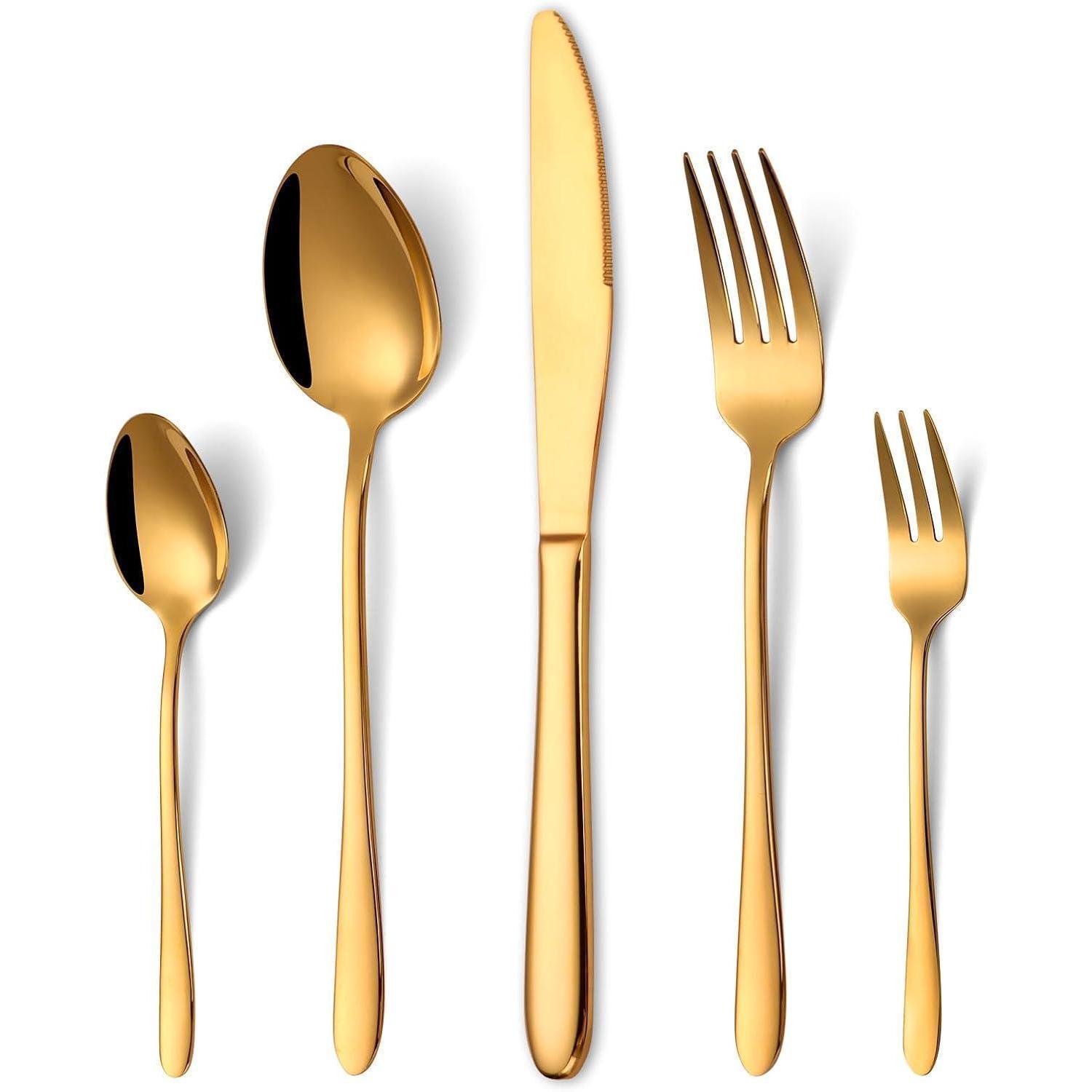 60-teiliges Besteckset Gold Für 12 Personen, Edelstahl, Spülmaschinenfest