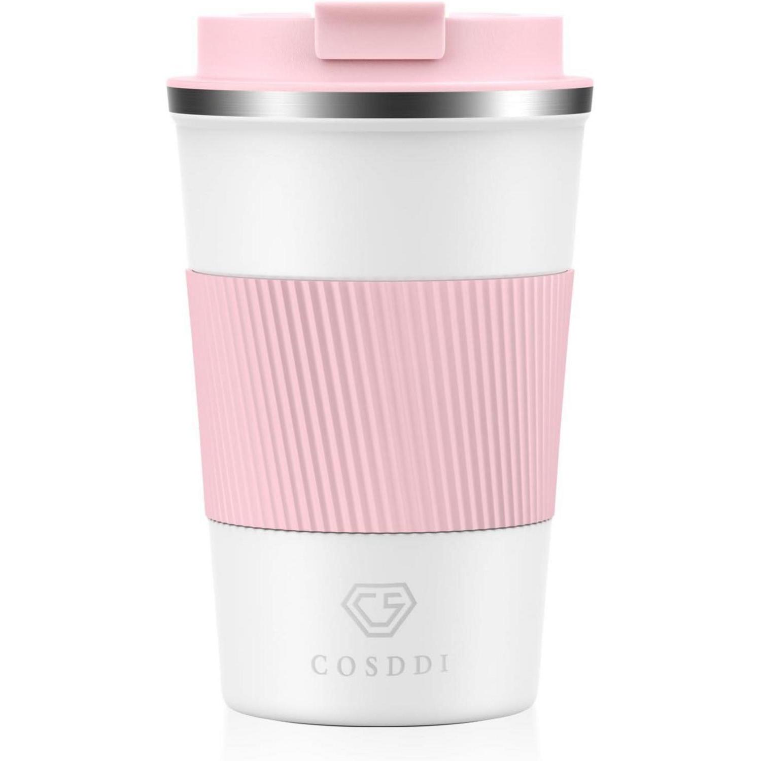 Isolierbecher Edelstahl 380ml Auslaufsicher Doppelwandig Pinkwhite
